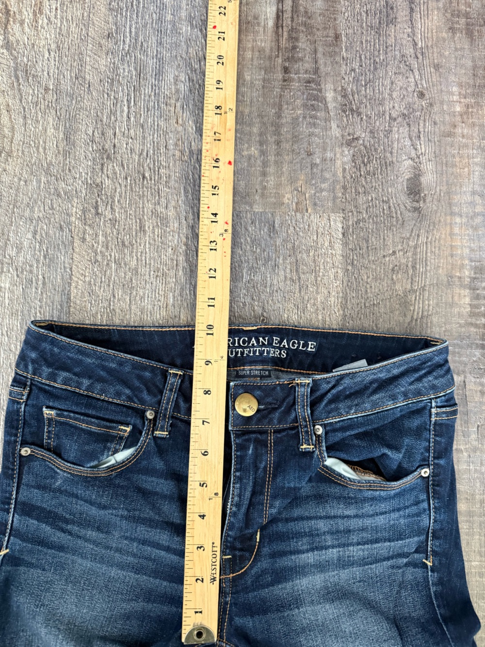 American Eagle Outfitters Dark Blue Faded Skinny Jeans AEO Denim Size 6 - Picture 10 of 12